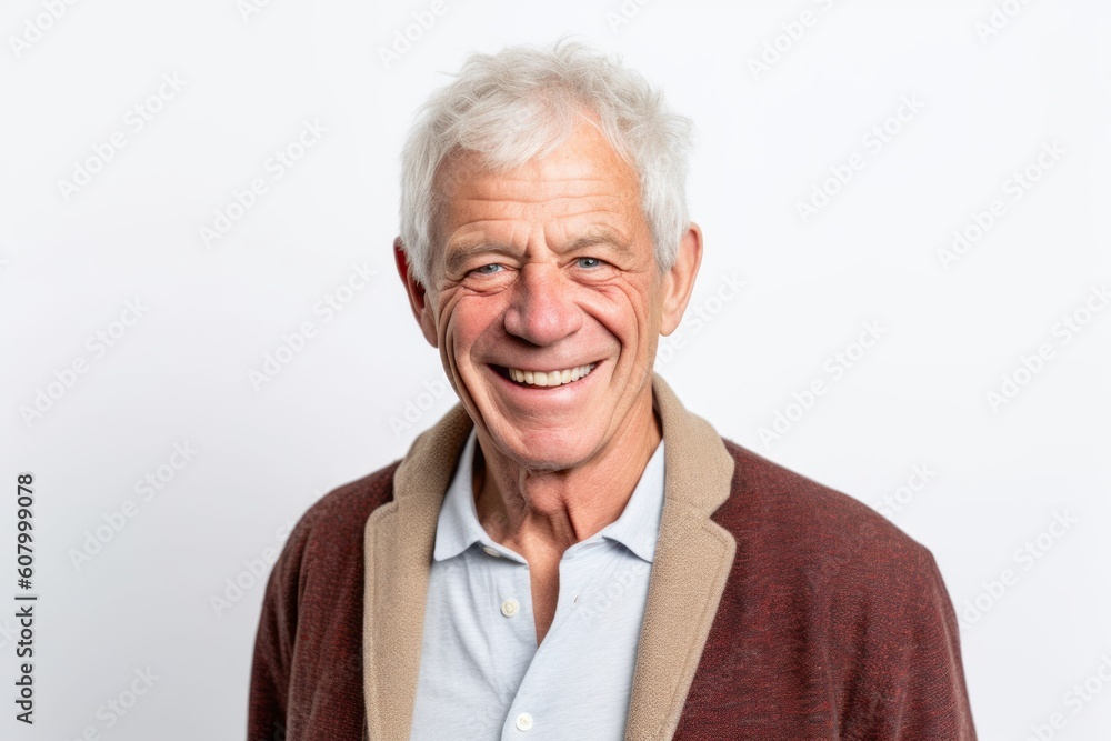 Portrait of a happy senior man smiling at the camera on white background Portrait of a happy senior man smiling at the camera on white background