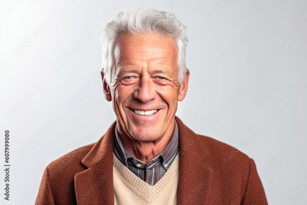 Portrait of a senior man smiling on a white background in studio Portrait of a senior man smiling on a white background in studio