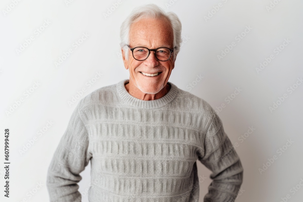 Portrait of a smiling senior man in eyeglasses on white background Portrait of a smiling senior man in eyeglasses on white background