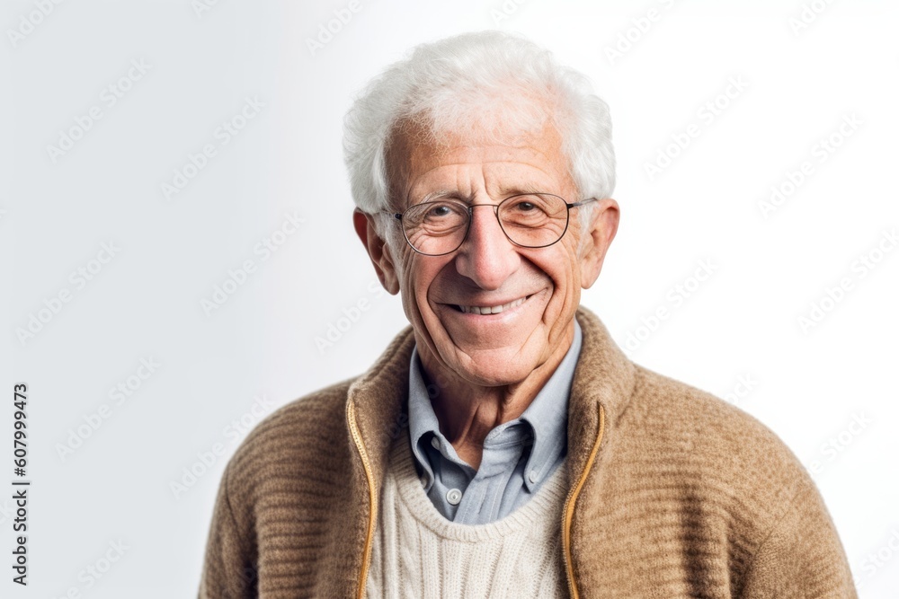 Portrait of a smiling senior man with glasses on a white background Portrait of a smiling senior man with glasses on a white background