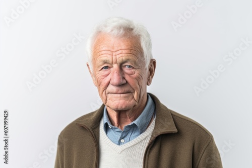Portrait of a senior man with grey hair. Isolated on white background. © Robert MEYNER