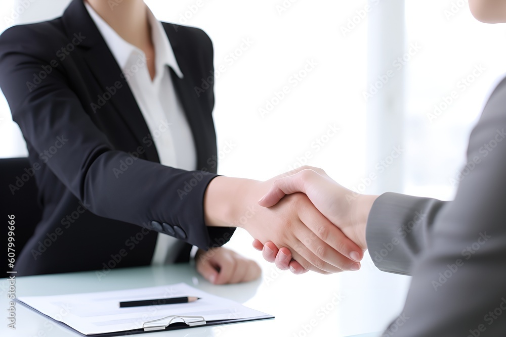 Handshake between Man and Woman over Business Deal Handshake between Man and Woman over Business Deal