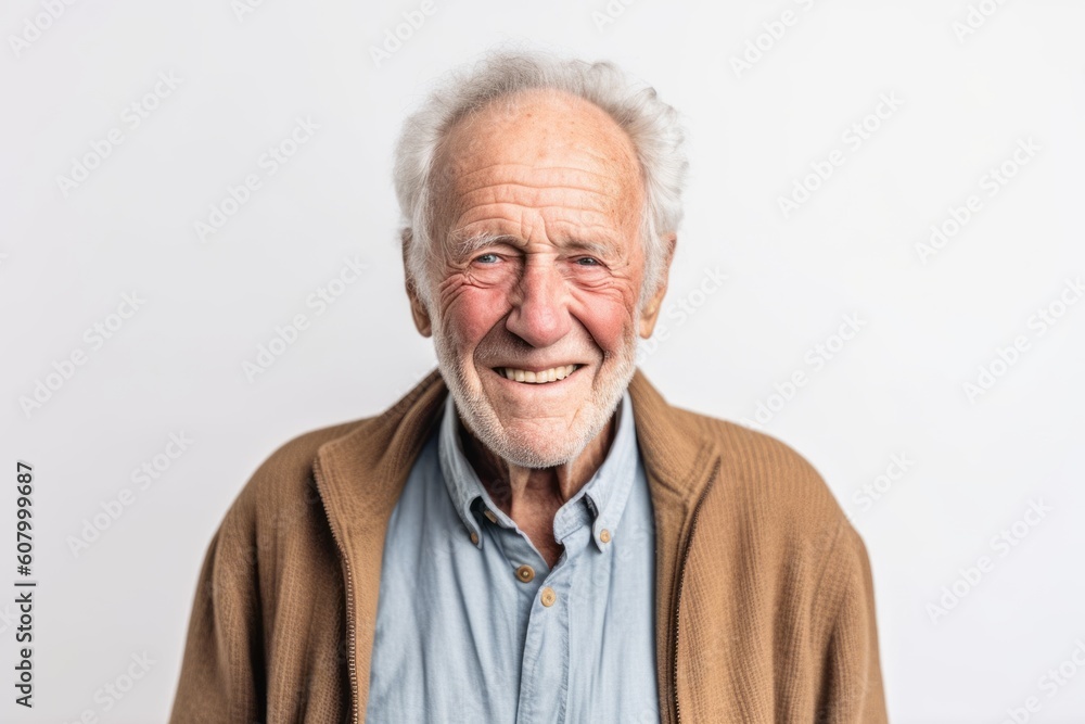 Portrait of a smiling senior man looking at camera on white background Portrait of a smiling senior man looking at camera on white background