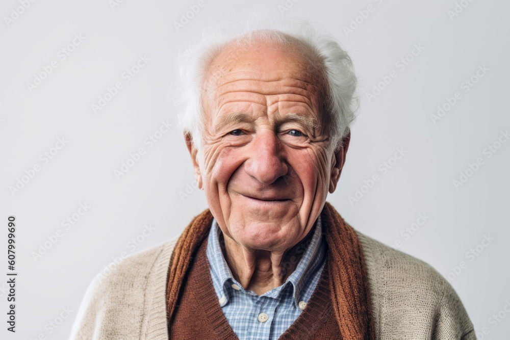 Portrait of a senior man smiling and looking at the camera.
