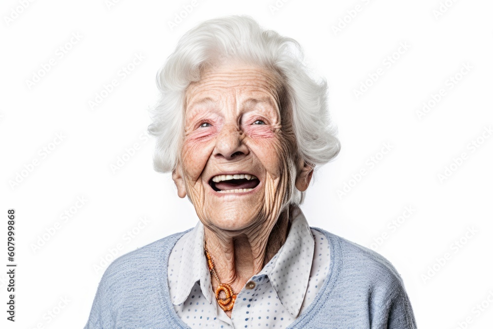 Portrait of a happy senior woman on a white background. Isolated. Portrait of a happy senior woman on a white background. Isolated.