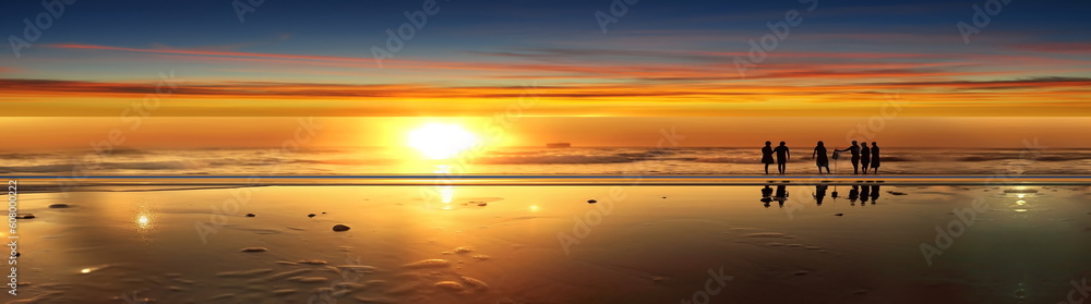 gold sunset at sea summer  nature landscape banner