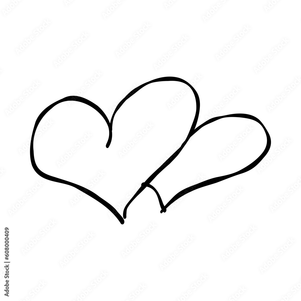 heart love icon doodle element black white heart love icon doodle element black white