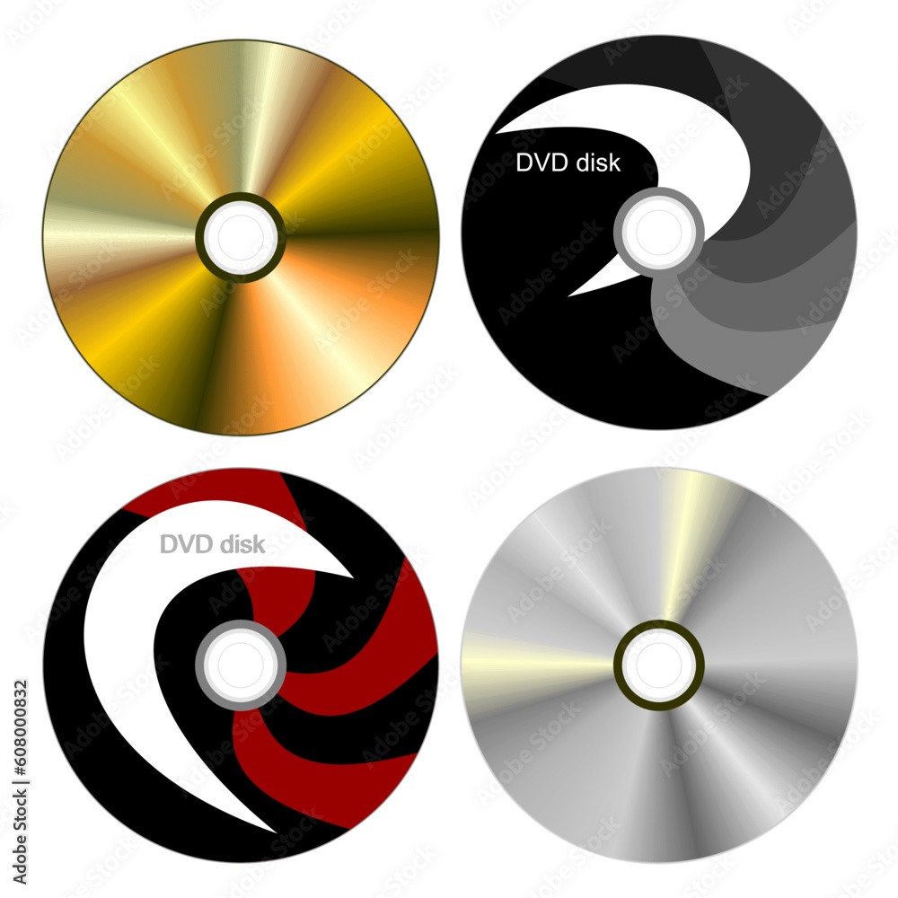 Realistic illustration set DVD disk with both sides - vector Realistic illustration set DVD disk with both sides - vector