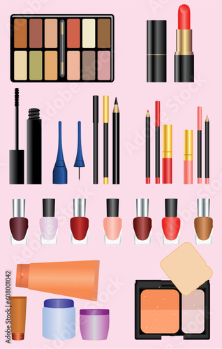Professional make up set. Vector