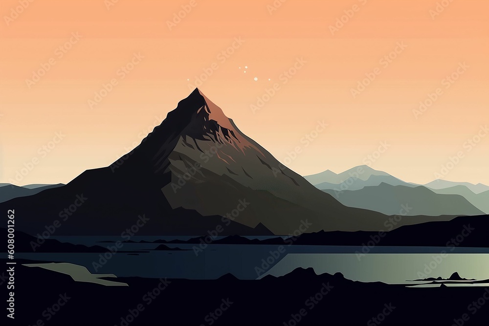 The illustration of mountain in iceland, AI contents by Midjourney