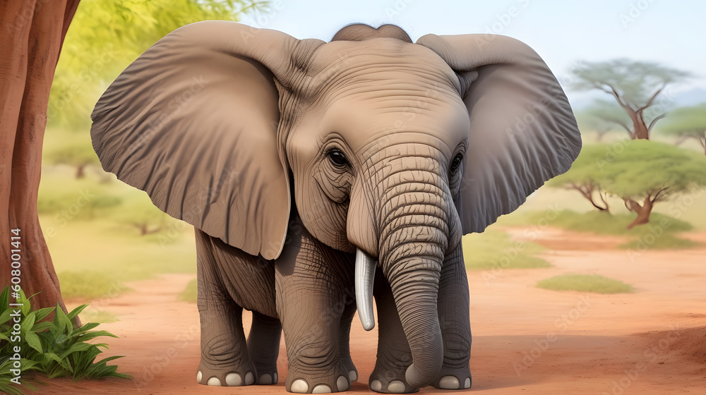Obraz premium Adorable young elephant. Generated AI