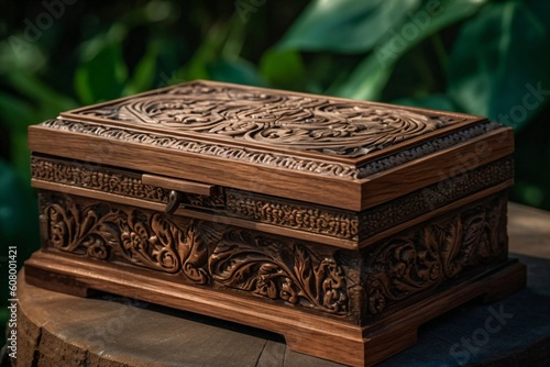 noble wooden box with beautiful decorations created with Generative AI technology © StockMedia