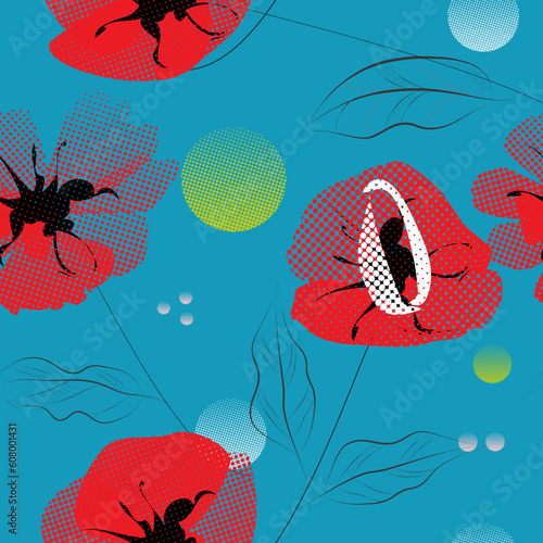 floral seamless pattern with poppy