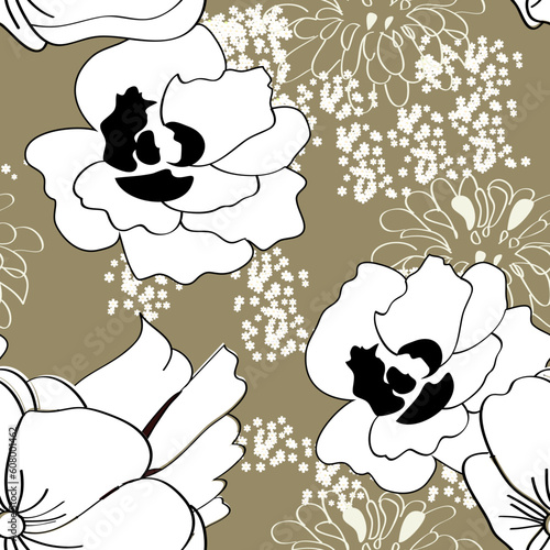 seamless pattern with white flowers