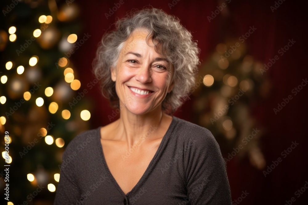 Portrait of a smiling senior woman in front of a Christmas tree Portrait of a smiling senior woman in front of a Christmas tree