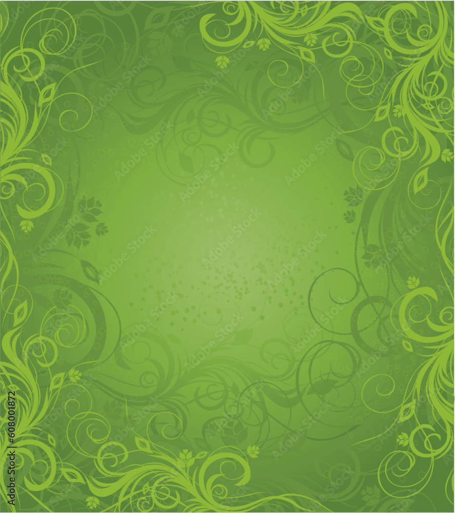 Vector spring green floral background with pattern Vector spring green floral background with pattern