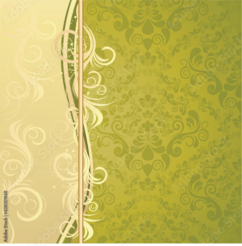 Illustration with decorative seamless royal ornament and floral wave