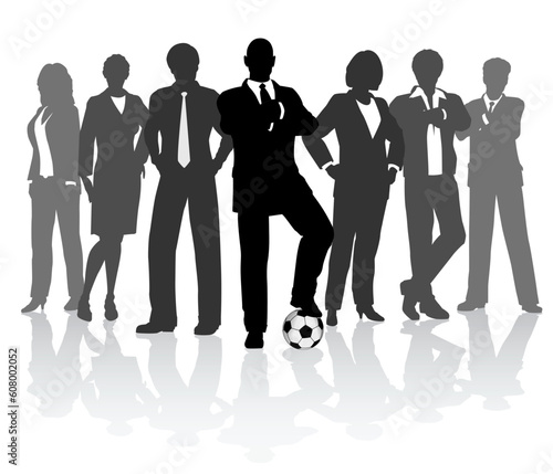 Editable vector illustration of a sports-related business team