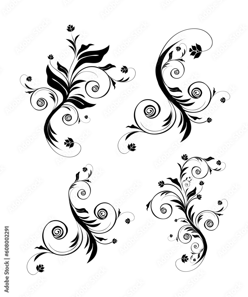 Vector decorative floral design elements isolated on a white background Vector decorative floral design elements isolated on a white background