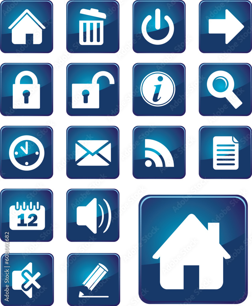 set of blue elegant simple icons set of blue elegant simple icons