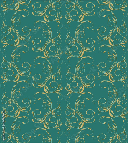 Vector blue decorative seamless floral ornament
