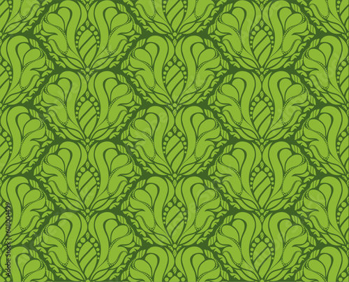 Vector green decorative seamless floral ornament