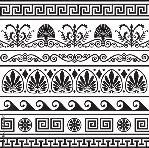 Collection of vector antique greek border ornaments.Elements isolated on white. Full scalable vector graphic, change colors as you like, included 300 dpi JPG.