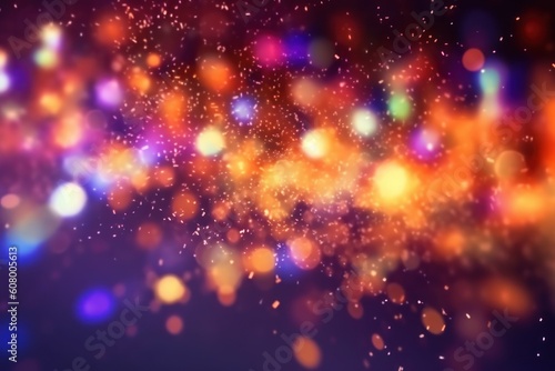 Glitter vintage lights background. Abstract luxury background with shine particles. Christmas light shine particles bokeh on colorful background. 