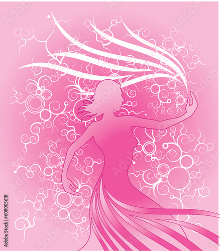girl silhouette in the flower decorative wallpaper