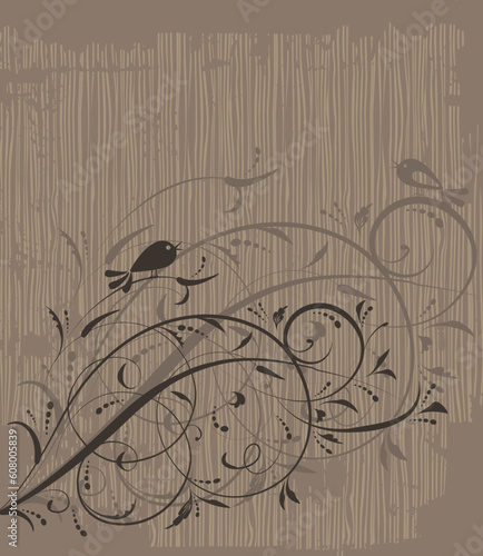 Floral ornament on grunge background