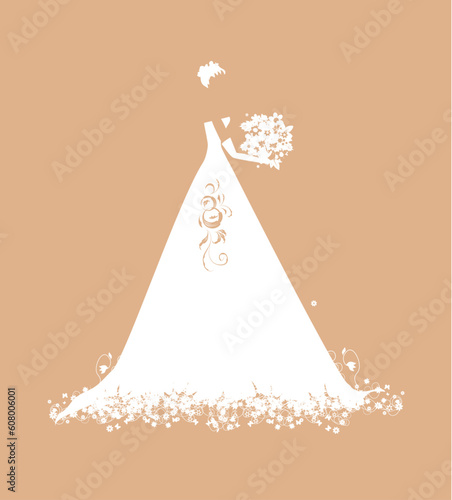 Bride in wedding dress white with bouquet