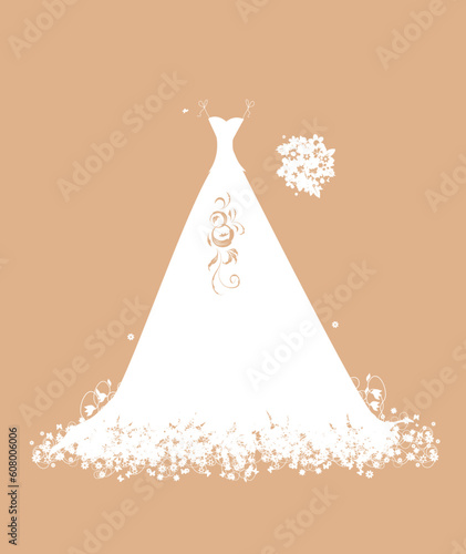 Wedding dress white on hangers