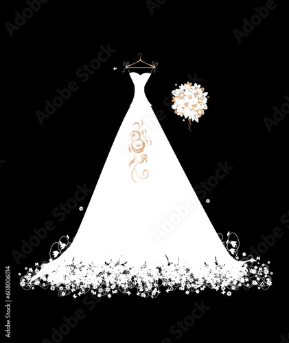 Wedding dress white on hangers