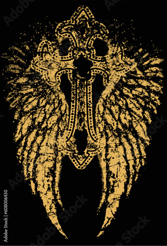 heraldic cross with wing