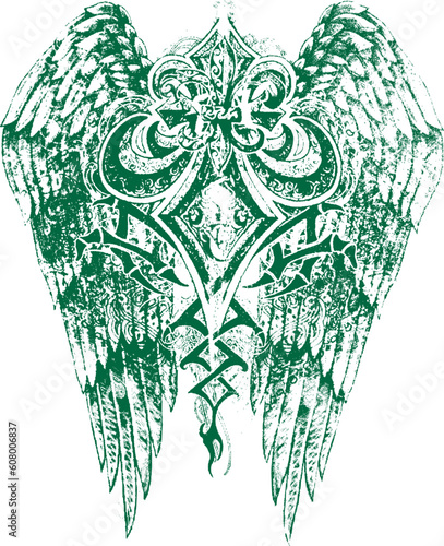 fleur de lis with wing emblem