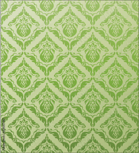 Decorative seamless floral beauty royal green ornament