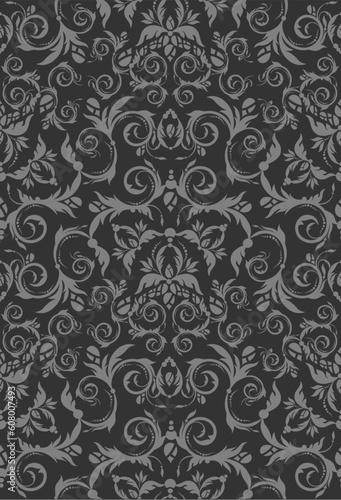 Decorative seamless floral beauty royal gray ornament