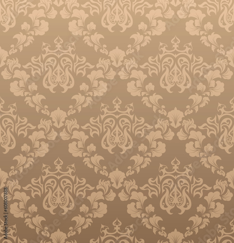 Damask seamless vector background.  For easy making seamless pattern just drag all group into swatches bar, and use it for filling any contours.