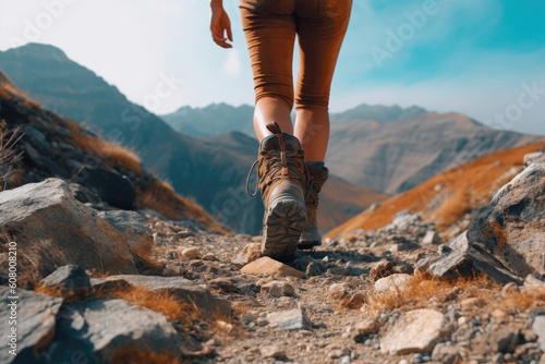 Woman hiking in the mountains