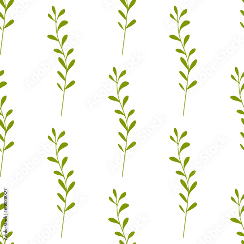 Summer abstract seamless pattern of marine plants. Algae Green. Marine theme. Print design  wallpaper  packaging. Vector flat illustration.