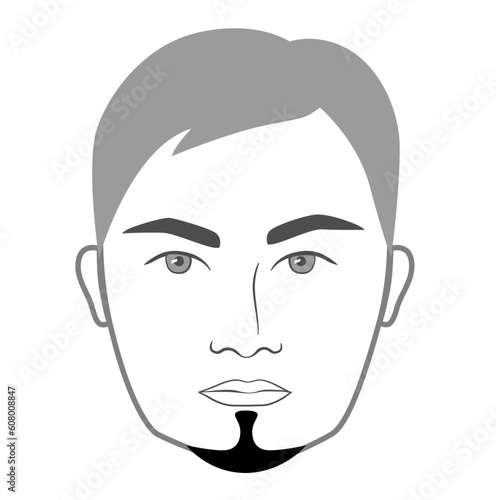 Petite Goatee Beard style men in face illustration Facial hair. Vector grey black portrait male Fashion template flat barber collection set. Stylish hairstyle isolated outline on white background.