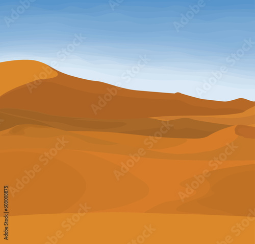 desert landscape at dawn, no gradients, fully editable vector graphic
