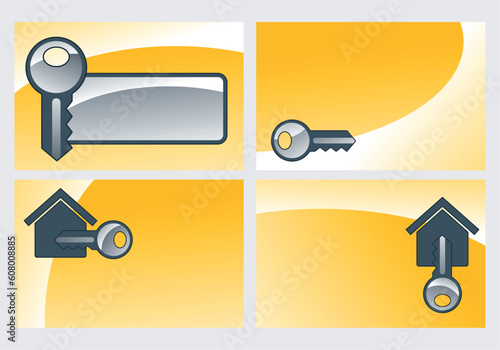various backgrounds with key and house - illustration