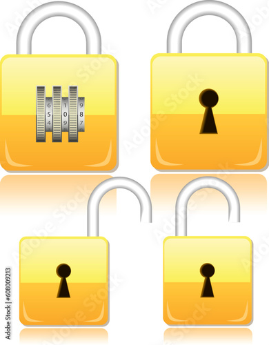 Set of yellow vector locks