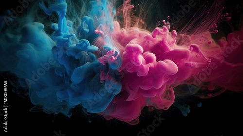 Colorful smoke isolated on black background. Abstract background for design, Generative AI © tanatat