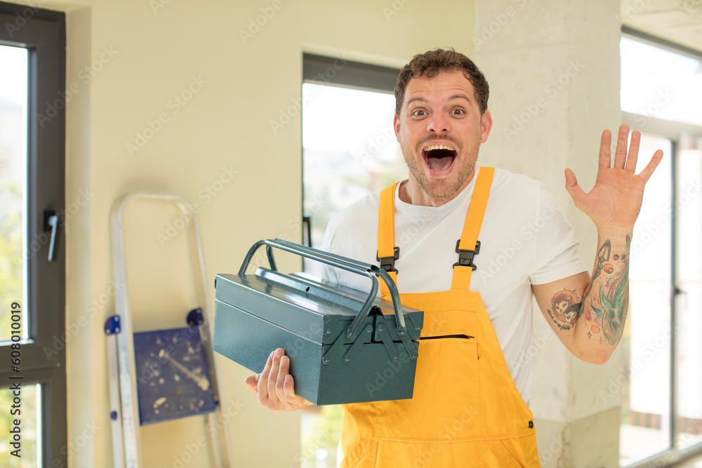 feeling happy and astonished at something unbelievable. toolbox concept feeling happy and astonished at something unbelievable. toolbox concept