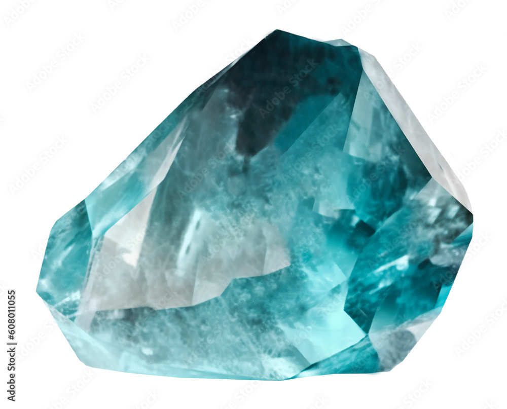 Naklejka premium Aquamarine gemstone on transparent background. Generative AI.