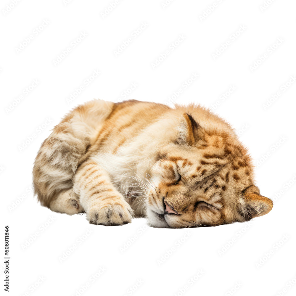 Obraz premium cat sleep isolated on transparent background cutout