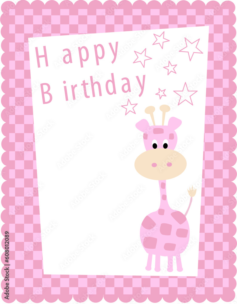 happy birthday card with a giraffe