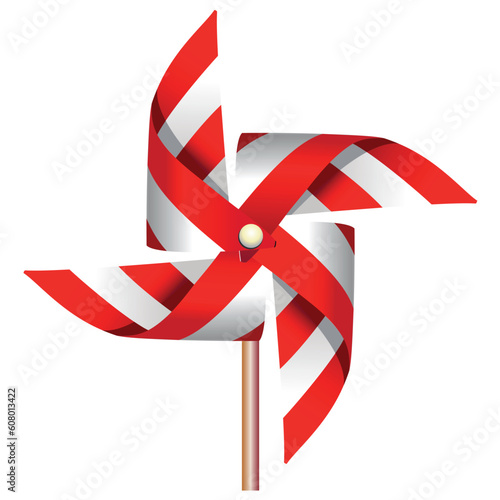 Vector illustration of red windmill toy, file included Eps v8 and 300 dpi JPG.